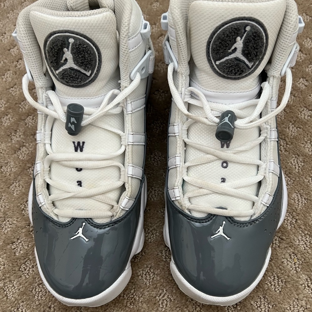 Jordan Air 6 Rings White and Gray High-Top Performance Basketball Sneakers